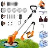 Grenintol Decespugliatore a Batteria 21V, Tagliabordi Elettrico Senza Fili 4 in 1 con 2 Batterie 2000mAh, Decespugliatore Elettrico Potente 850W 9500RPM con 4 Lame per Giardino, Prato ed Erbacce