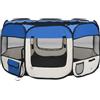 vidaXL Box per Cani Pieghevole con Borsa Trasporto Blu 125x125x61cm Recinzione