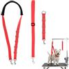 Lufdegim 3 cinghie regolabili per toelettatura cani e animali domestici, in nylon, con anelli a D, per tagliare i capelli e fare il bagno (rosso)
