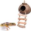 Besimple Gecko, casetta per uccelli con scaletta, struttura in fibra di cocco per fornire cibo, habitat durevole con anello per appendere gechi leopardi, rettili, anfibi e piccoli animali