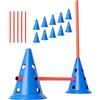 ANISKILLS - Set di agilità premium - 10 coni blu 30,5 cm di altezza, 5 aste arancioni lunghe 80 cm - Allenamento flessibile di coordinazione - Set per cani e ostacoli - Agility Set - azienda tedesca