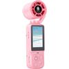 Bewinner Fotocamera Portatile con Ventola, Videocamera Portatile 4K 64MP con Obiettivo Rotante a 180 Gradi Schermo da 1,97 Pollici Batteria da 2000 MAh per Viaggi Vlog Ciclismo (PINK)
