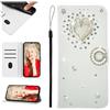 SEHEYA Cover per Samsung Galaxy A33 5G Pieghevoli Libretto Custodia Portafoglio PU Pelle Bianco Brillantini Amore Cuore Diamante Motivo Flip Case Magnetica Protezione Caso