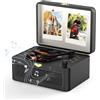 KOVCDVI Lettore CD portatile Bluetooth, radio retrò con lettore CD, altoparlante, supporta la riproduzione USB e AUX, con telecomando, copertura antipolvere in similpelle Nero