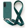 2NSPDRGNI Magnetica Cover con Collana Compatibile con Samsung Galaxy S24 / Galaxy S25,Case con Laccio per Il Collo Custodia con Cordino,Verde scuro