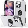 BAFUGU Cover per iPhone 16 Pro, Supporto Girevole a 360° Anello in Metallo, Protezione Antiurto a Doppio Strato, Antigraffio, Anti-impronte, Custodia iPhone 16 Pro (Argento)