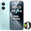 XIAOMI POCO X8 Pro Smartphone 8+512GB,processore Dimensity 8500-Ultra,batteria da 6500 mAh,sensore Sony IMX882 da 50 MP con OIS,fotocamera da 50 MP,Verde,incluso Smart Watch