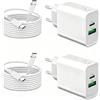 YBPowercable 2 confezioni da 25 W USB C Caricabatterie con cavo di ricarica per Samsung Galaxy A55 5G/A35 A25 A15 A05S/A54 A34 A14/A53 A23 A33 A56 A26 A36/S24 Plus Ultra/S23 FE/S2 21, Tipo C Adattatore di corrente