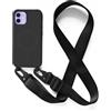 2NSPDRGNI Magnetica Cover con Collana Compatibile con iPhone 12 Mini,Case con Laccio per Il Collo Custodia con Cordino,Nero
