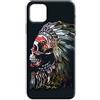 Mixroom - Cover Custodia Back case In TPU Silicone Morbida Per OPPO A40 /A40m Fantasia Teschio Indiano Con Piume M748