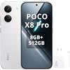 XIAOMI POCO X8 Pro Smartphone 8+512GB,processore Dimensity 8500-Ultra,batteria da 6500 mAh,sensore Sony IMX882 da 50 MP con OIS,fotocamera da 50 MP,Bianco,Con caricatore da 120 W