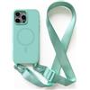 2NSPDRGNI Magnetica Cover con Collana Compatibile con iPhone 16 Pro Max,Case con Laccio per Il Collo Custodia con Cordino,Menta verde