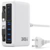 Pxwaxpy 345W Caricatore USB C Multiplo con Cavi Retrattili, 10-in-1 GaN VI Caricabatterie Multipla PD/PPS/QC Stazione di Ricarica Alimentatore USB C Multipresa per MacBook PRO/Air, iPhone, Sam sung (Bianco)