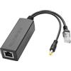 YACSEJAO Gigabit PoE Splitter YACSEJAO PoE 48V a DC 12V/2A Power Over Ethernet Convertitore RJ45 a 5,5 mm × 2,1 mm Spina per telecamere di sicurezza, AP wireless, router