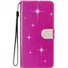SEHEYA Cover per Xiaomi Redmi Note 12 4G Custodia Portafoglio a Libro Brillantini Diamante Fibbia Chiusura Magnetica Borsa Glitter PU Pelle Porta Carte Cavalletto Caso, Fucsia
