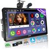 ATOTOEXCEL A6PF Autoradio 2 Din Android con Telecamera posteriore, 7 Pollici Wireless CarPlay e Senza Fili Android Auto, Dab+ Radio, Doppio Bluetooth, Tethering WiFI/BT/USB, 2G+32G, A6G2C7PF-S01