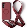 2NSPDRGNI Magnetica Cover con Collana Compatibile con Samsung Galaxy S22 Plus,Case con Laccio per Il Collo Custodia con Cordino,Rosso