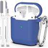 MHYALUDO Custodia per Airpods 1a/2a generazione (2016/2019),Custodia protettiva in morbido silicone per Airpods 1a/2a con LED visibile sulla parte anteriore,con kit di pulizia,Blu Reale