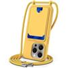 SLWYF Custodia per iPhone 14 Pro Max Cover con cordino regolabile, con porta carte, Silicone Antiurto TPU Regolabile Stylish custodia a tracolla per iPhone 14 Pro Max, Giallo