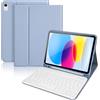 KTOITION Custodia per tastiera per iPad A16 di 11a generazione 2025 e 10a generazione 2022 (11/11), copertura per tastiera Bluetooth staccabile con portamatite per iPad 11/10 generazione, blu