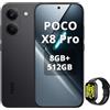 XIAOMI POCO X8 Pro Smartphone 8+512GB,processore Dimensity 8500-Ultra,batteria da 6500 mAh,sensore Sony IMX882 da 50 MP con OIS,fotocamera da 50 MP,Nero,incluso Smart Watch