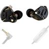Yinyoo KZ ZS12 PRO 2 - Auricolari in-ear ZS12 PRO 2, 5BA+1DD 6 driver ibridi, auricolari da gaming con cavo, IEM HiFi con suono chiaro e bassi immersivi per gaming, musicisti, cantanti e audiofili (nero con
