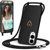 CaseLover Cover per Samsung Galaxy S25 Edge 5G con Cordino, Motivo Cuore, Nero | CaseLover Custodia con Laccio Collana Regolabile, Morbida TPU Silicone Case, AntiGraffio Antiurto Protettiva Cover