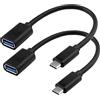 euroharry Adattatore da USB C a USB tipo C Cavo OTG USB C maschio a USB 3.0 A connessione cavo femmina Compatibile per dispositivi di tipo C (2, nero)