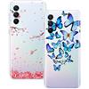 SEHEYA 2 Pezzi Cover per Samsung Galaxy A55 5G Custodia Con Disegni Ultra Sottile Trasparente Silicone Elegante Motivo Morbida Antiurto Bumper Protettiva Phone Case,Fiori di ciliegio Farfalla