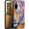 CUSTOMIZZA - Custodia cover nera morbida in tpu compatibile per Xiaomi Redmi Note 10 PRO animali color tigre tiger viso colori vibranti disegnato schizzo