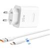 JiCghemg 35W Super Charge Caricatore rapido, for Honor 400 Lite 5G, Smart, 200 Lite, 90 L ite, X9a, X8b, X8c, X9c, X7b, X6c, X6b, Play 9T, Magic 6, 5, 4, 3, Adattatore di alimentazione con 2M 6A Type C Cable
