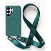 2NSPDRGNI Magnetica Cover con Collana Compatibile con Samsung Galaxy S25 Ultra,Case con Laccio per Il Collo Custodia con Cordino,Verde scuro