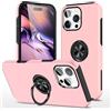 BAFUGU Cover per iPhone 16 Pro, Supporto Girevole a 360° Anello in Metallo, Protezione Antiurto a Doppio Strato, Antigraffio, Anti-impronte, Custodia iPhone 16 Pro (Rosa)