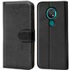 Verco custodia per Nokia 7.2, Case per Nokia 7.2 Cover PU Pelle Portafoglio Protettiva, Nero