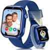 Velmood 4G Smartwatch Bambini, IP68 Orologio Smartwatch Bambini con GPS, Chiamate, Videochiamate, Chat Vocale, Doppia Fotocamera, SOS, Modalità Scuola, Torcia, Sveglia, Smart Watch per Ragazzi e Ragazze Blu