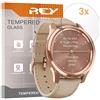 REY Pack 3X Pellicola salvaschermo per Garmin VIVOMOVE Luxe 42mm - Forerunner 45s 42mm - Forerunner 45 42mm - Fenix 5s Plus 42mm - Fenix 6s PRO 42mm, Vetro temperato, di qualità Premium
