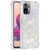 SEHEYA Custodia Glitter compatibile con Xiaomi Redmi Note 10S / Note 10 4G Cover Brillantini con Paillettes Glitterate Liquido TPU Morbido Antiurto Trasparente Protettivo Silicone Case, Argento