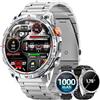Haulvean Orologio Militare Uomo Batteria 1000mAh Smartwatch Due Bracciali 1.75 Pollici HD Schermo Torcia LED 100+ Modalità Sportive Monitoraggio Salute Chiamate Bluetooth per iOS Android (Argento)