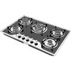Cuisaincraty Piano cottura a gas 5 fuochi vetro mungitura 77 5x51cm, piastra a gas 5 bruciatori 3-2 75-1 75-1kw per cucina casa ristorante, fornello a gas 5 fuochi accensione elettronica