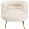 Kare Poltrona da cocktail Livelli, bianca, portata massima 150 kg, poltrona con bracciolo, poltrona imbottita, glamour, moderna per soggiorno, gambe in acciaio color oro, 77,5 x 74 x 73,6 cm (altezza