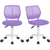 HOMYLIN VD Carnation Set di 2 sedie da scrivania Ufficio Regolabile in Altezza Girevole in Tessuto, Sedia ergonomica con Schienale, Viola, 44×40×86cm