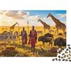 XiaopangXY Kenya Tribe 1000 Piece Jigsaw Puzzles Recycled African Savanna Anziani Puzzles Accessorio per Momento di Gioco in Famiglia Accessorio per Giochi di Festa per Adulti And Age 10 Up 38x26cm/1000pcs