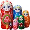 Peosaard Set di 7 Bambole Russe Che nidificano, matrioska in Legno con Stampa Girasole, per Bambini, Adulti, Bambole Russe