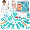 YGVQN Valigetta Dottore Bambini in Legno, 27 Pezzi con Stetoscopio Reale, Accessori per Dentista & Giochi Medici, Kit Medico per Gioco di Ruolo, Giocattolo Educativo per Bambini e Bambine dai 3 Anni