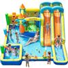 SportBob Castello gonfiabile con doppio scivolo, ventola, piscina per bambini, area per salti e parete da arrampicata, ideale per uso interno ed esterno, riunioni di famiglia e occasioni di compleanno