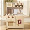 WoodenFun Giocattolo vintage per bambini, in legno, stile vintage, con microonde, macchina da caffè, gioco di ruolo, adatto per bambini dai 3 anni in su