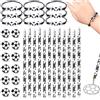 Rdlobu Set di 36 pensierini da calcio, 12 matite da calcio + 12 gomme da calcio + 12 braccialetti da calcio, pensierini per la scuola, il compleanno dei bambini