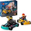 LEGO City Go-Kart e Piloti, Modellini da Costruire di Mini Go Kart da Corsa con 2 Minifigure di Piloti, Veicoli Giocattolo per Bambini e Bambine da 5 Anni in su, Regalo Divertente 60400