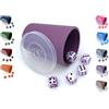 DiceCupFlex Con copertina, tazza flessibile a cubo viola con coperchio con 5 cubetti, set di bicchieri per aglio - Made in Germany