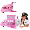 Barbie - Aereo dei Sogni, set con 3 aree di gioco e 14 accessori a tema inclusi, cabina principale, di pilotaggio e cucina, microfono funzionante con altoparlante che riproduce 5 suoni, JLW92